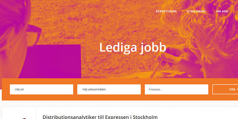 På vår jobbsajt på Ada Digital hittar du massor av lediga jobb inom data & analytics, tech, digital commerce samt UX och design. Välkommen!