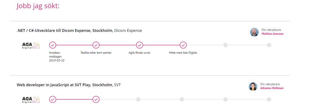 Sök jobb inom digital utveckling och tech på Ada Digital och följ din ansökan i realtid!
