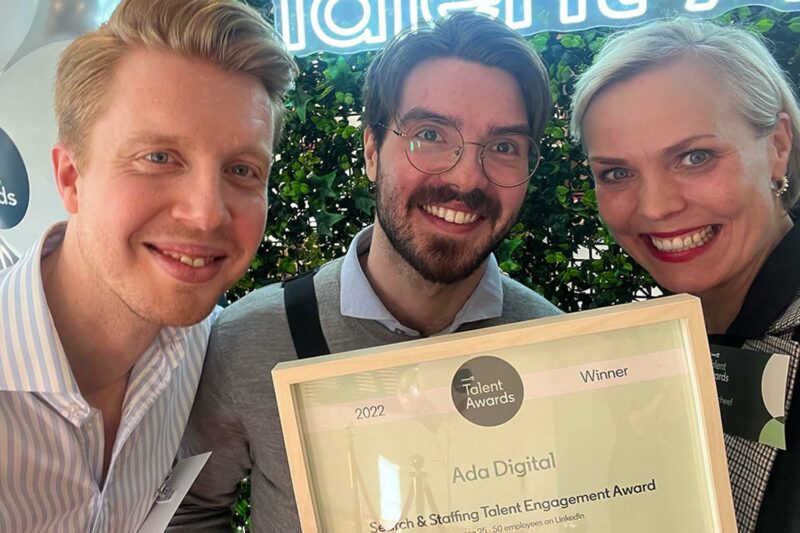 Ada Digital vinnare i LinkedIn Talent Awards 2022