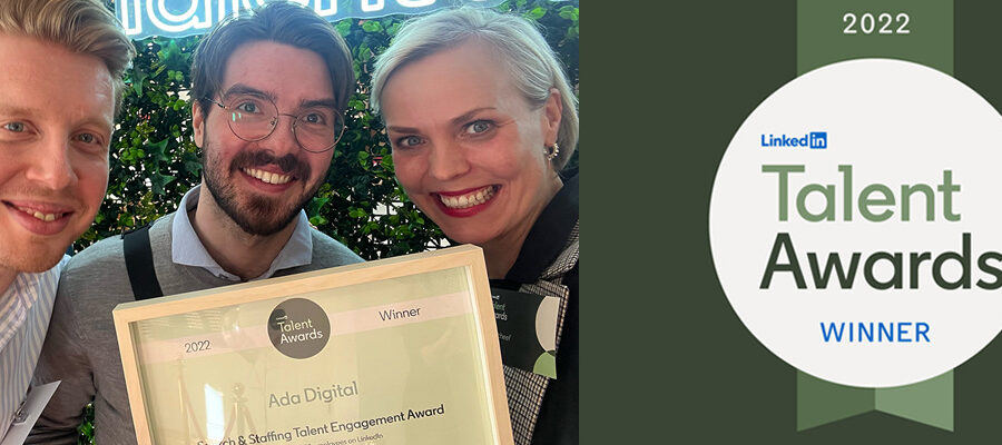 Ada Digital vinnare på LinkedIn Talent Awards.