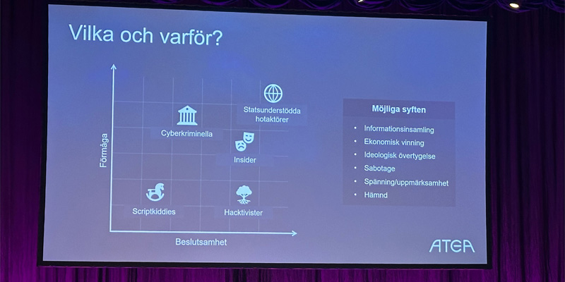 Tankeväckande föreläsning från Atea som cybersäkerhet på Stora Näringslivsdagen i Örebro.