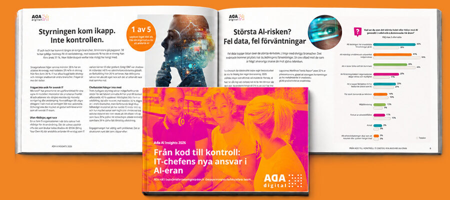 Uppslag från ny AI-rapport från Ada Digital som visar att IT har försprång men oroas av ledningens orealistiska förväntningar.
