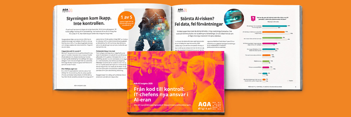 Uppslag från ny AI-rapport från Ada Digital som visar att IT har försprång men oroas av ledningens orealistiska förväntningar.